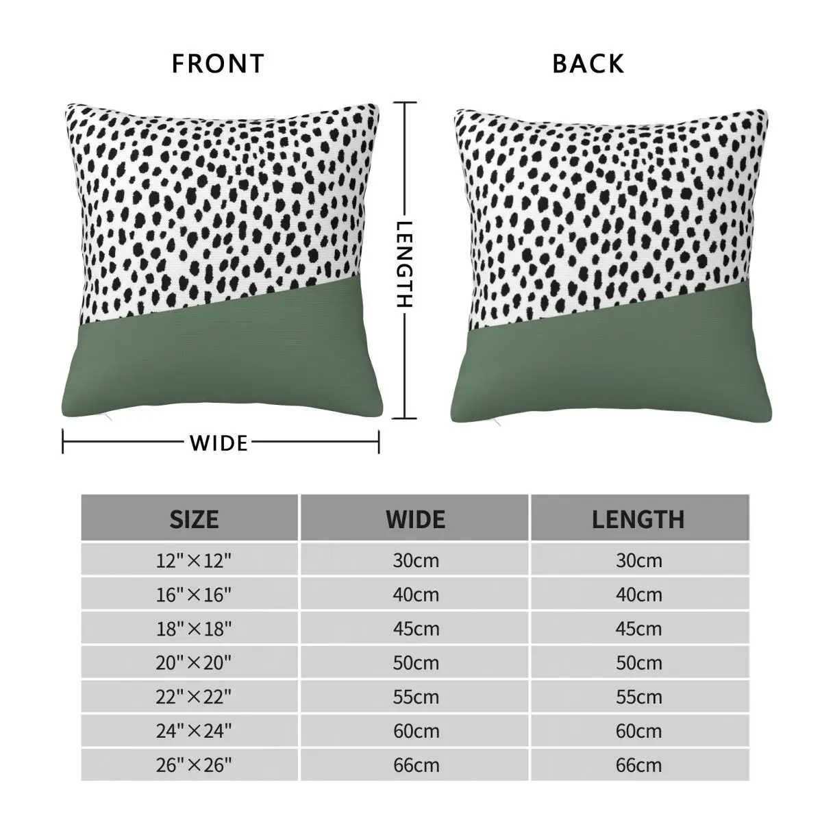 Dalmatian Spots Sage Green Stripe Square Pillowcase Polyester Linen Velvet Creative Zip Decorative Pillow Case Car Cushion Cover