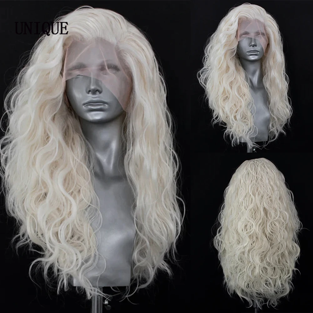 UNIQUEWIG Synthetic Lace Front Wigs for Women Long Body Wave Wig Preplucked Blonde Wig Soft Glueless Natural Heat Resistant Wigs