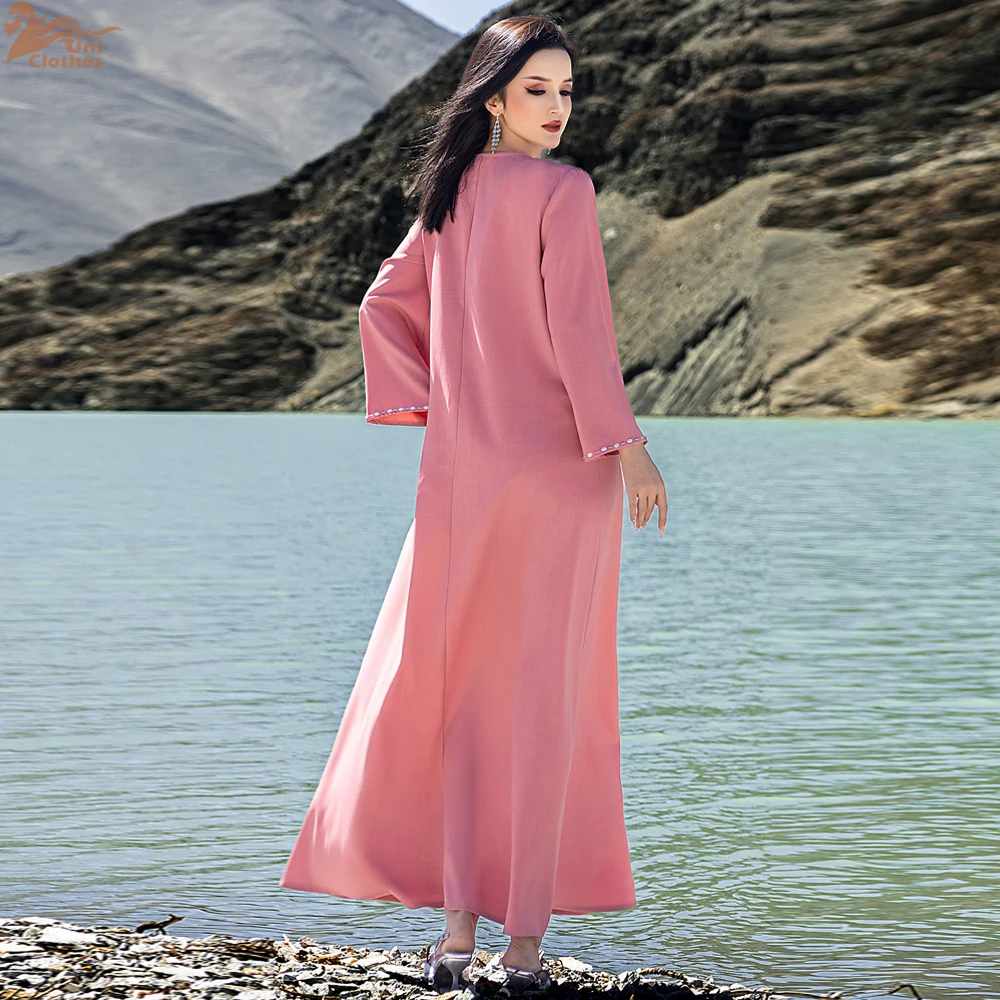 

Рамадан Дубай Роскошное мусульманское длинное платье Абая с бриллиантами для женщин Мода Турция Кафтан Ид Джеллаба Кафтан Марокканский женский халат