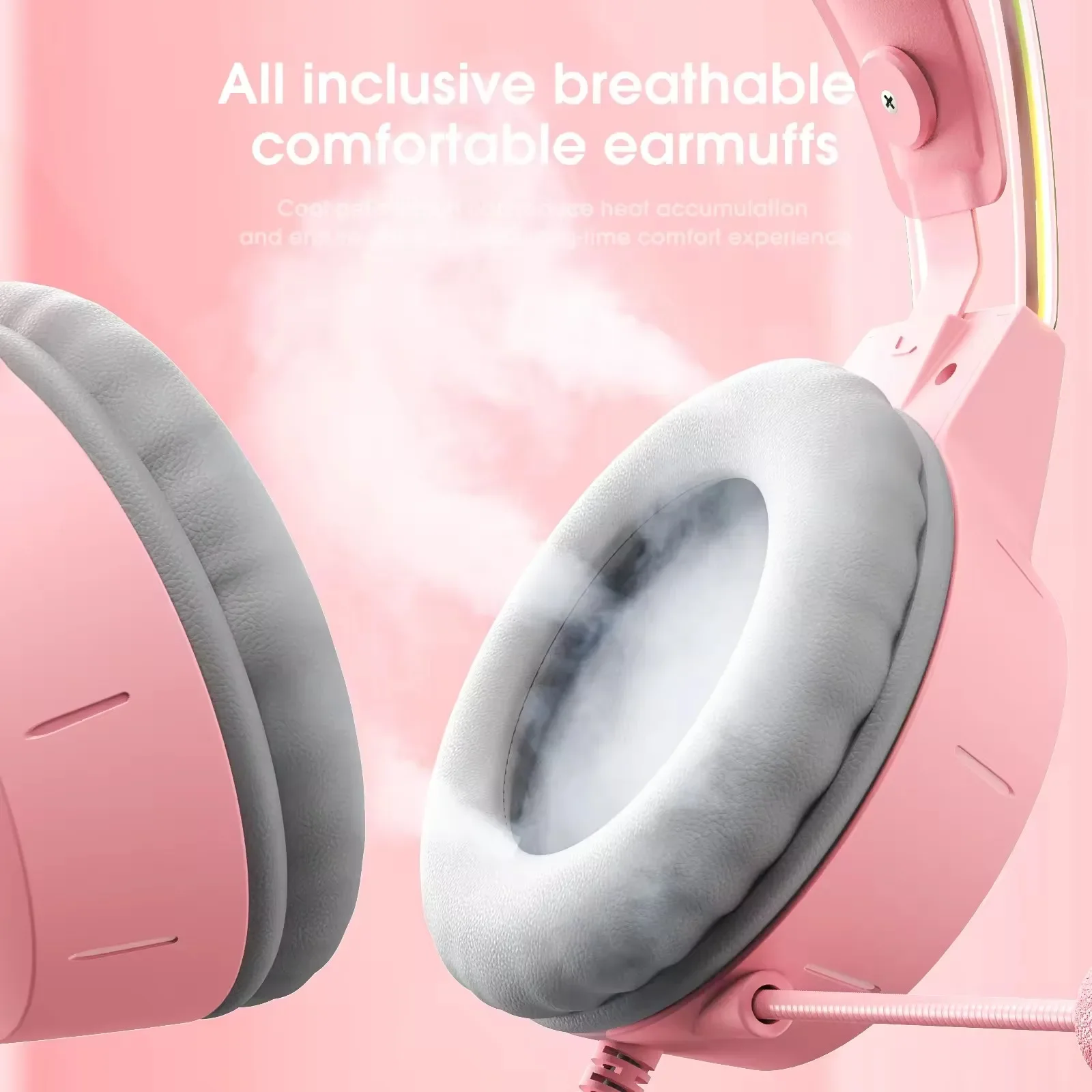 Original brand newX15 Pro Rgb Cute Gamming Headset Girls Pink Led 3.5Mm Earphone Wired Earphone Headphones Over-Ear Headphones I