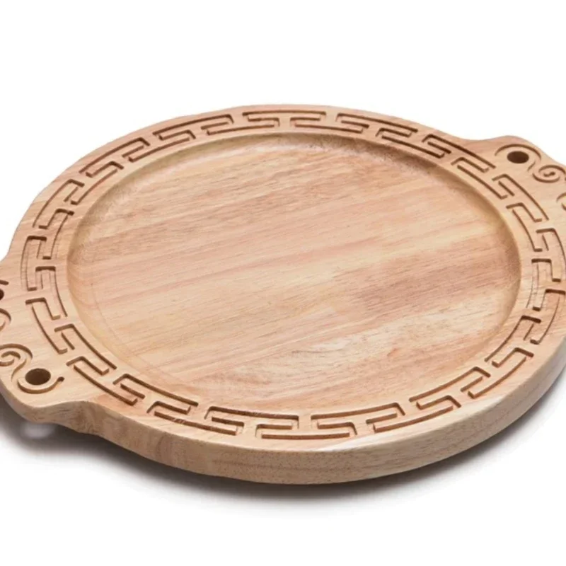 

Solid wood high temperature resistant mat Chinese style round commercial casserole iron plate tray base heat and anti-scalding