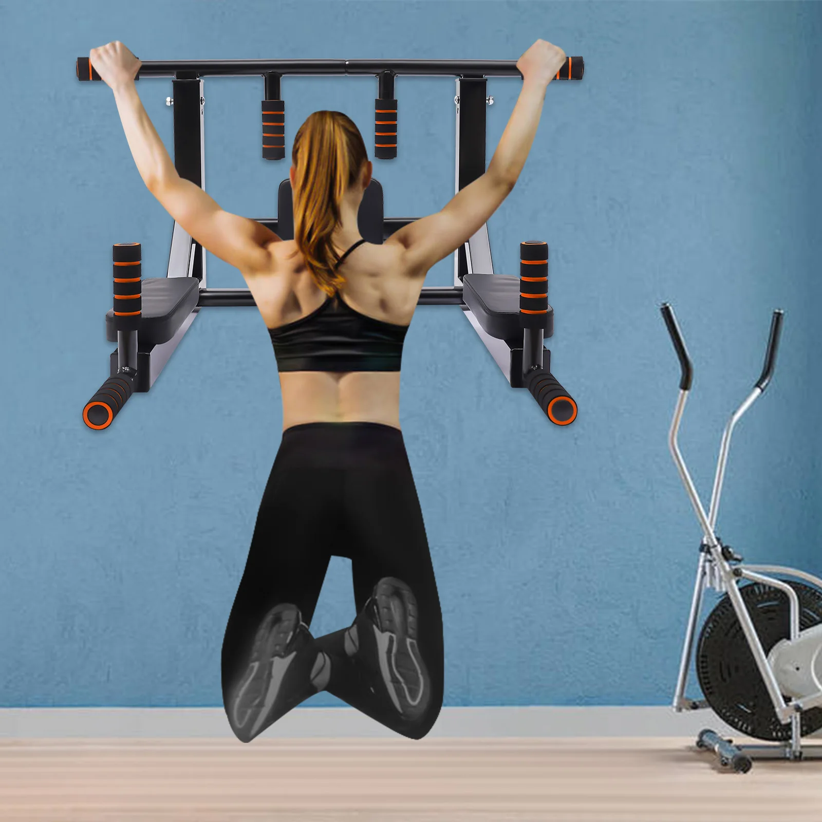 محطة غمس قضيب السحب المثبتة على الحائط، حامل غمس يحمل 200 كجم، معدات تمارين الصالة الرياضية المنزلية الداخلية