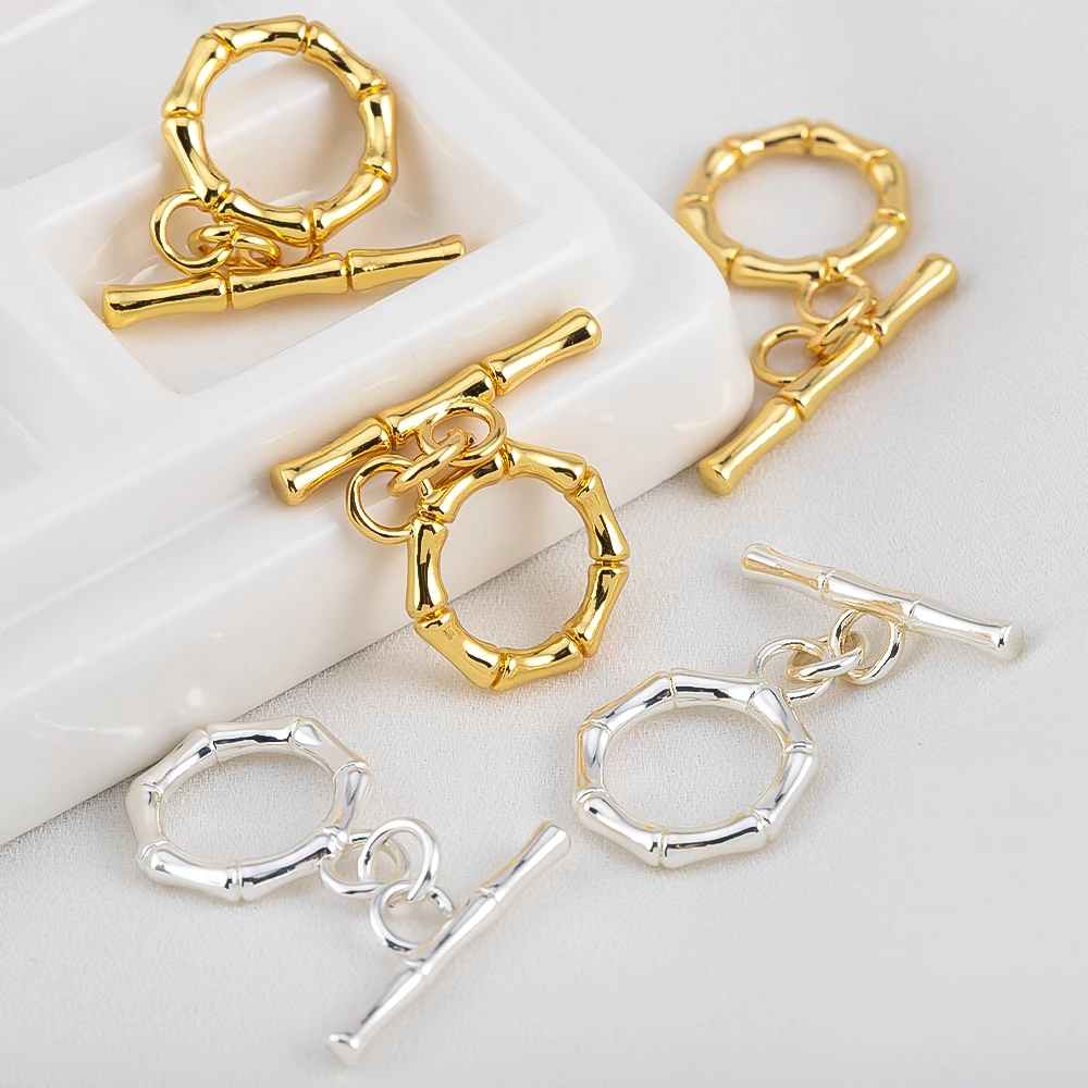 2/4/8 szt. pozłacane 18-karatowym złotem mosiężne zapięcia typu toggle, zapięcia OT do bransoletek, naszyjników, akcesoria do wyrobu biżuterii DIY
