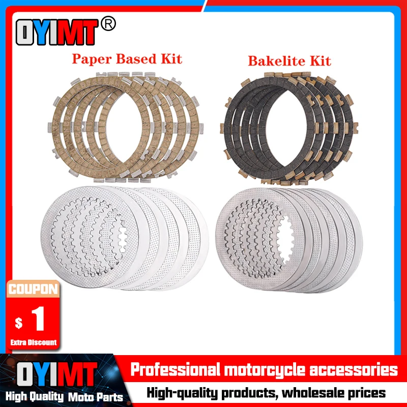 Motorcycle Accessories Clutch Friction Plates & Steel Plates Disc Kit For Kawasaki BJ250 Estrella  ZR250 ZX250 ZXR250 ZXR250R