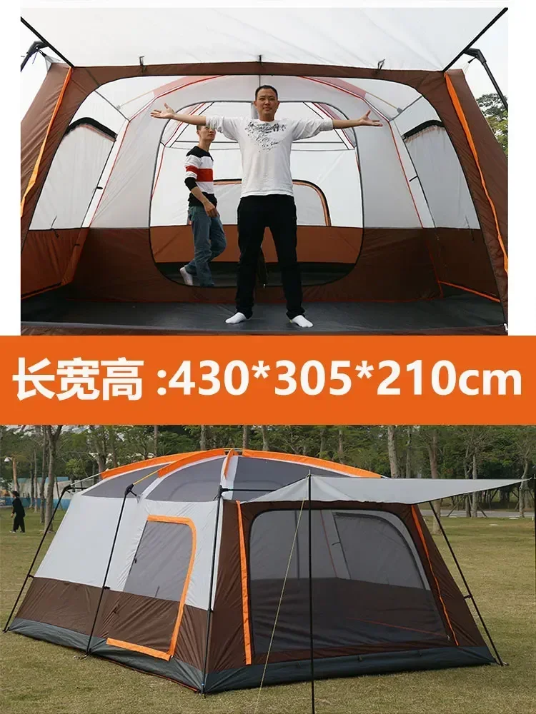 Tent outdoor 5-8 people, two bedrooms and one living room, double-decker tent camping, thickened rainproof