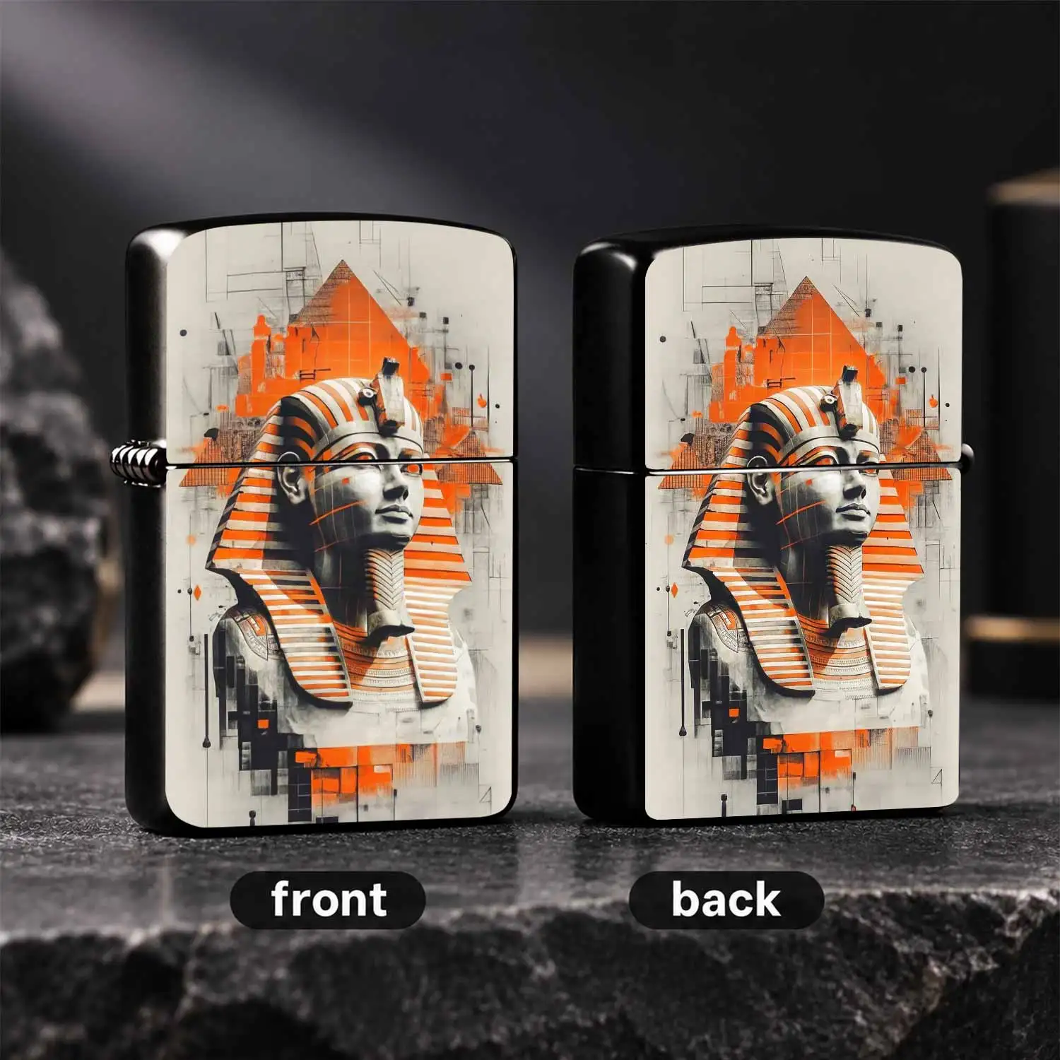 Creative Egyptian Pharaoh Themed Lighter, Retro Art Style Tutankhamun Pattern Portable Ignition Device, Trendy Cultural Style Accessory, Ideal For Daily Carry, Outdoor Travel, Home Use, Unique Exquisite Gift Choice For Different Occasions A