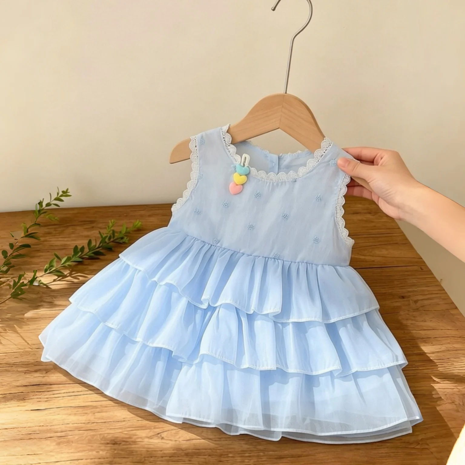 Summer New Baby Girl Dress With Clip Sweet Mesh Tutu Princess Dress Sleeveless Vest Dress For Daily Outings Children's Clothing