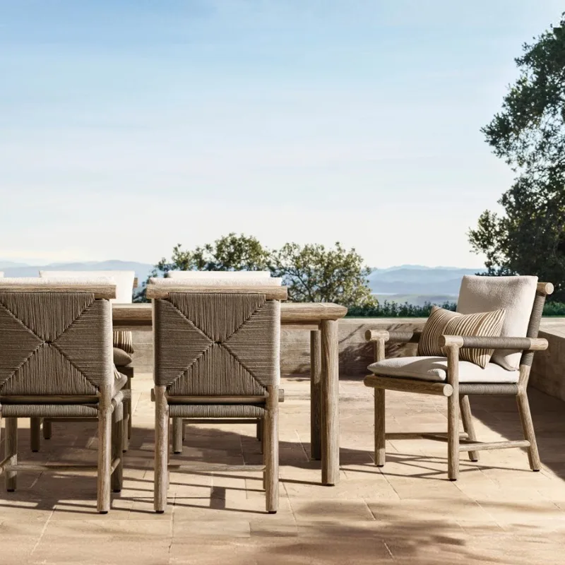 

Outdoor rattan sofa antiseptic teak courtyard country bed open air