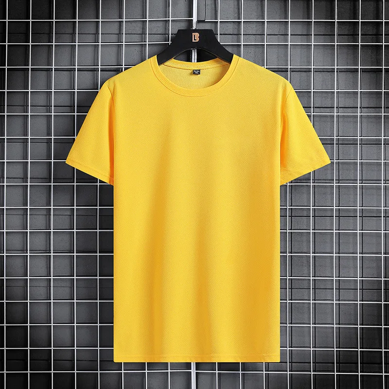 تي شيرت بأكمام قصيرة للرجال والنساء ، رقبة مستديرة ، قصة ضيقة ، بلوزة جيدة التهوية ، أحادية اللون ، جري ، عصرية ، كورية ، صيف