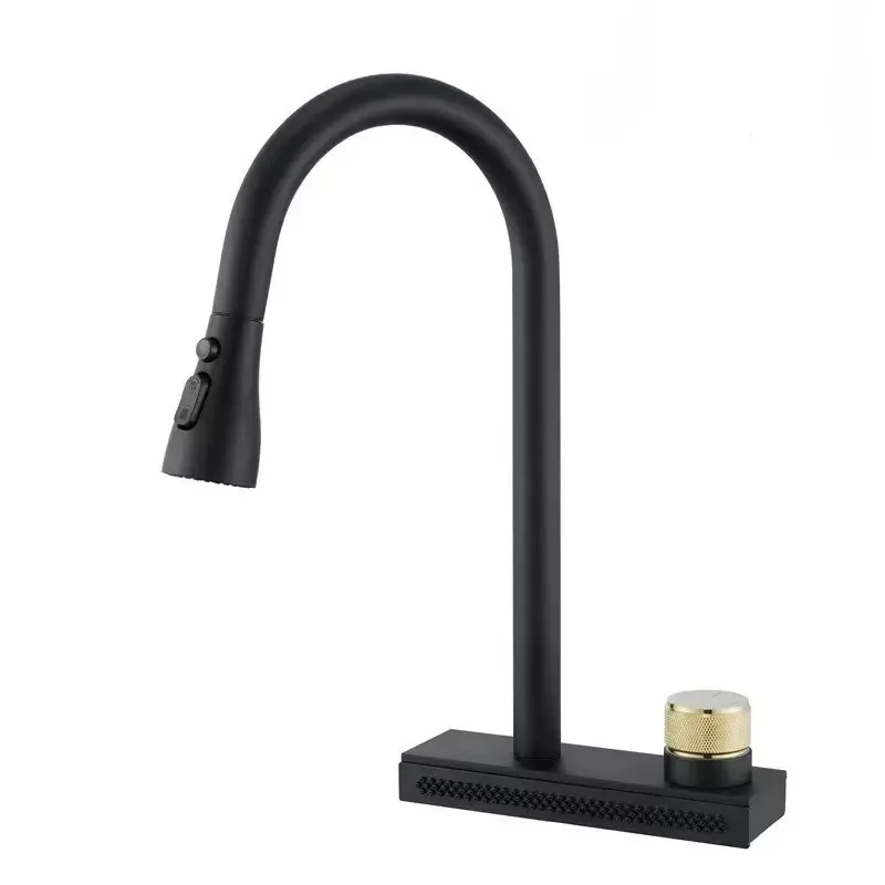 Populaire Waterval Kraan 304 Roestvrij Staal Warm En Koud Regenval Aanrecht Waterkranen Trek Spray Aanrecht Kraan