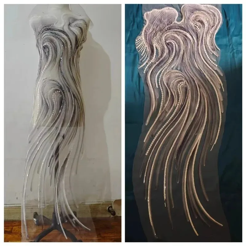 

New Pearl Embroidery Tie Dye Three-dimensional Embroidery Pieces, Wave Tide Shapes, Multi-color Fabrics,DIY Handmade Accessories