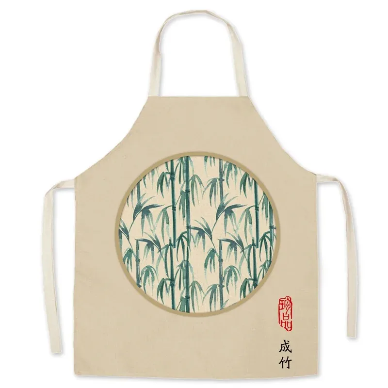 New Flower Pattern Women\'s Apron Home Kitchen Restaurant Chinese Cooking Anti-fouling Bib Home Decoration Dining Apron