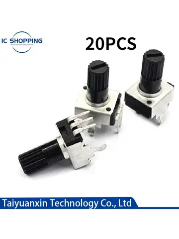 20 st justerbara motståndspotentiometer RV09 1K 2K 5K 10K 20K 50K 100K 102 202 502 103 203 503 Vertikal 12,5 mm handtagslängd 10 best sales 10k potentiometer - №7