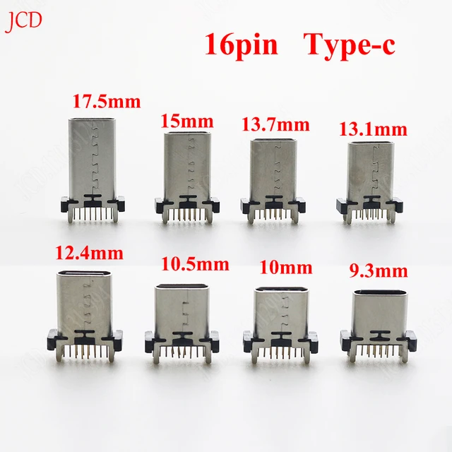 2 szt. Gniazdo żeńskie USB typu C 16Pin 16P pionowe 180 stopni H = 9,3/10/10,5/12,4/13,1/13,7/15/17,5 mm złącze USB typu C
