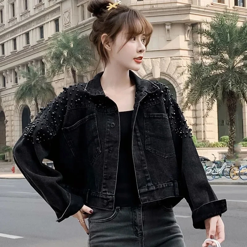 Fried Street Jeans Jackets Women Outwear 2025 New Spring Autumn Korean Loose Three-Dimensional Flower Denim Jacket Female Jeans