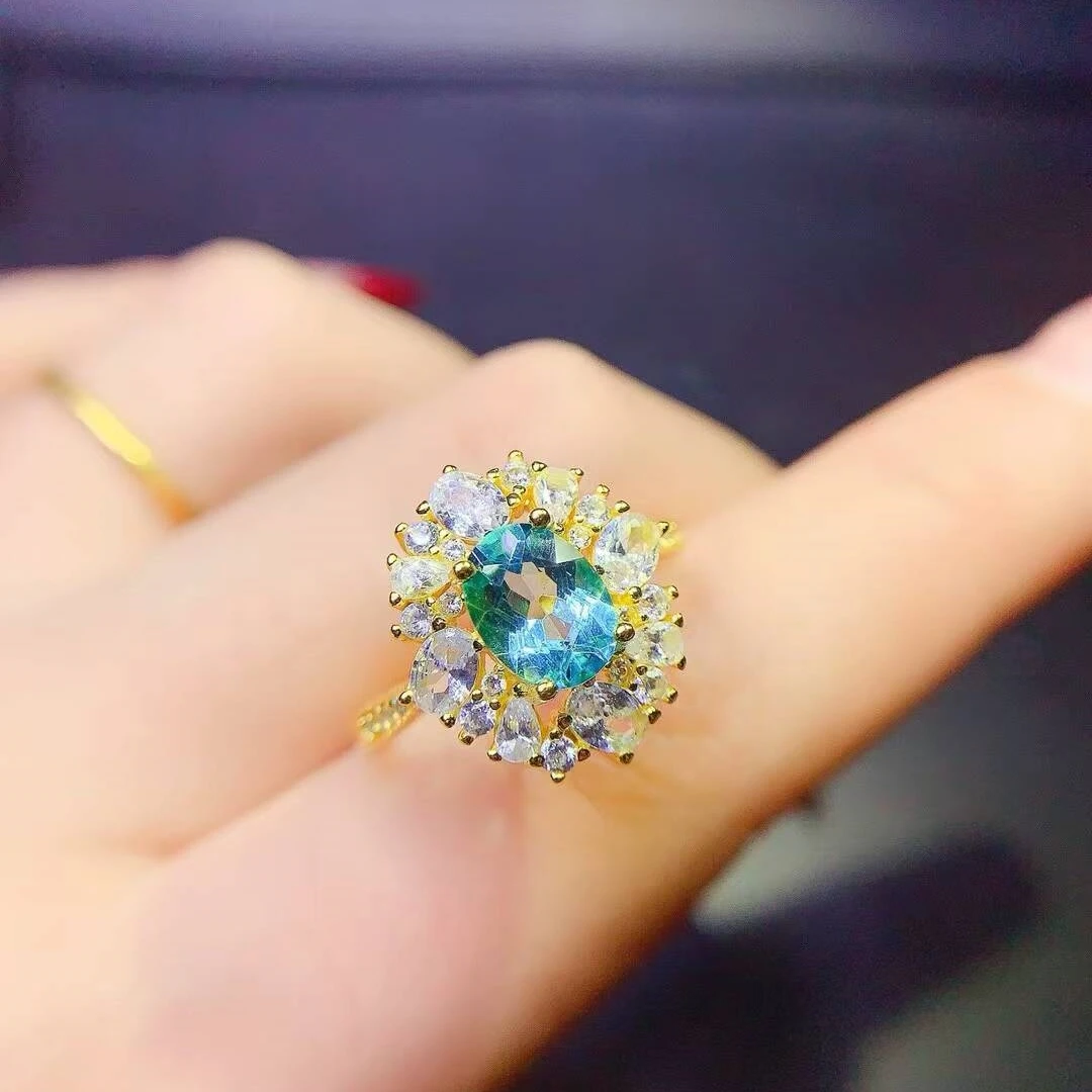 KJJEAXCMY Fine Jewelry Natural Pastel Topaz New Women's Ring S925 Silver Electroplating Process Inlaid High Clarity Suppor