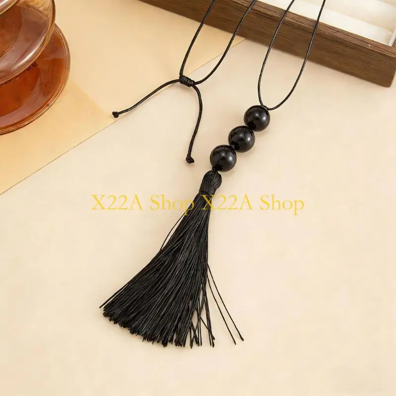 Unique Versatile Wax Cord Beaded Necklace With Elegant Fringe Design For Any Occasion