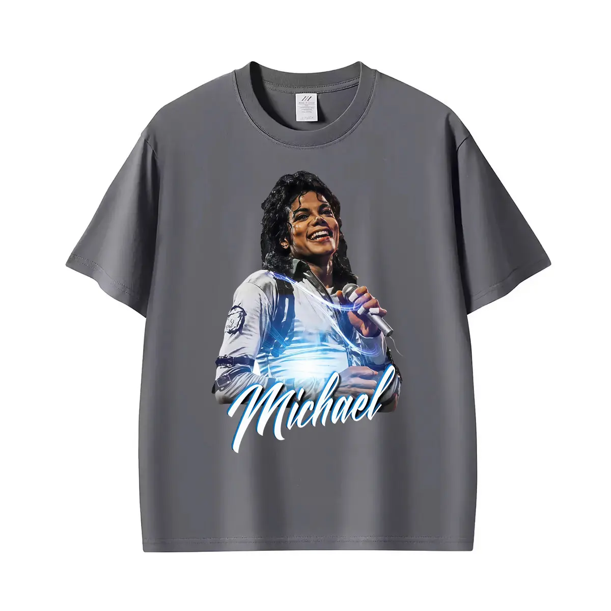 King of Pop Michael Jackson Rock Singer T-Shirt für Herren und Damen, 100 % Baumwolle, kurzärmelig, Harajuku, klassisches, übergroßes T-Shirt – Detail 4