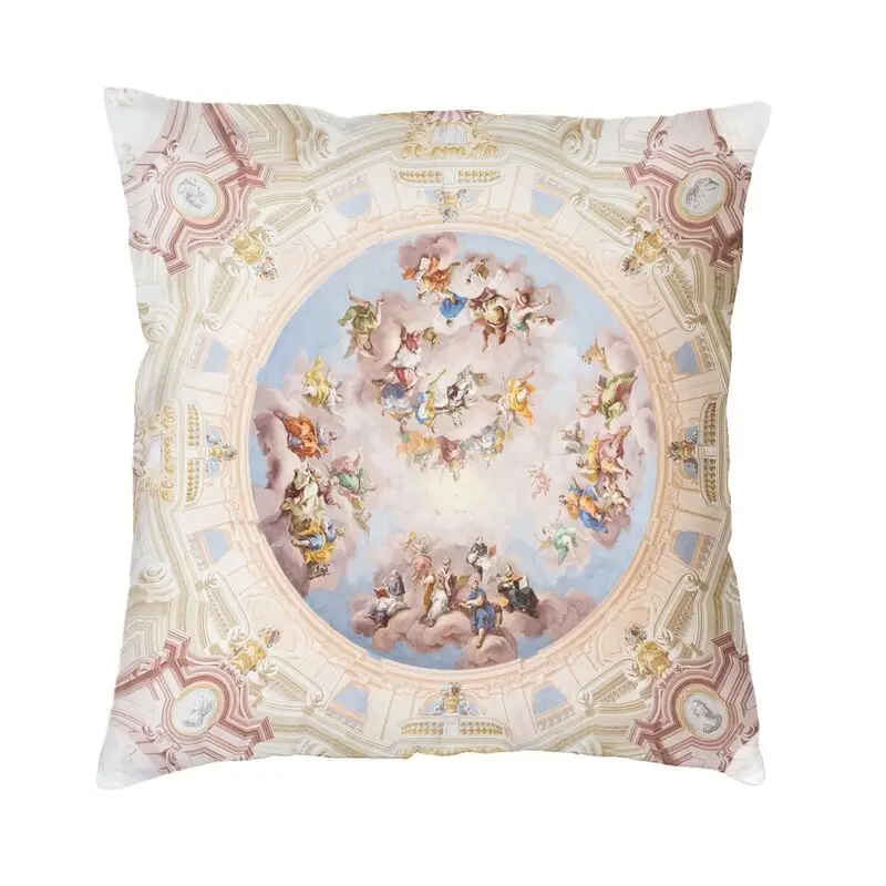 Renaissance Ceiling Art Throw Pillow Case 50*50cm for Living Room Sofa Vintage Gods Angels Fresco Cushion Cover Soft Pillowcover