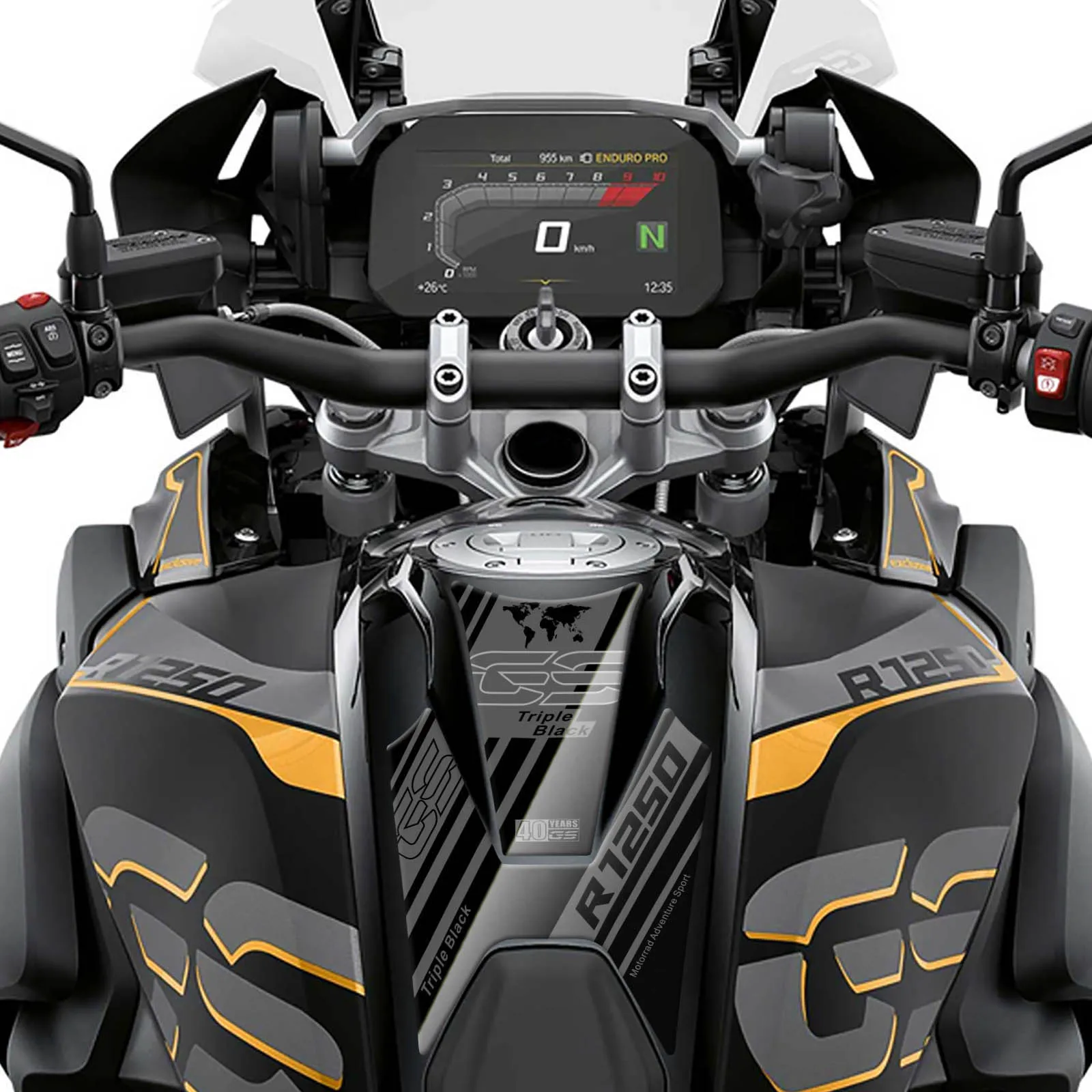 For BMW R1250GS 2018-2023 R 1250GS GS 40 Years Triple Black Motorcycles 3D Gel Tank Knee Paint Protection Decal Kit