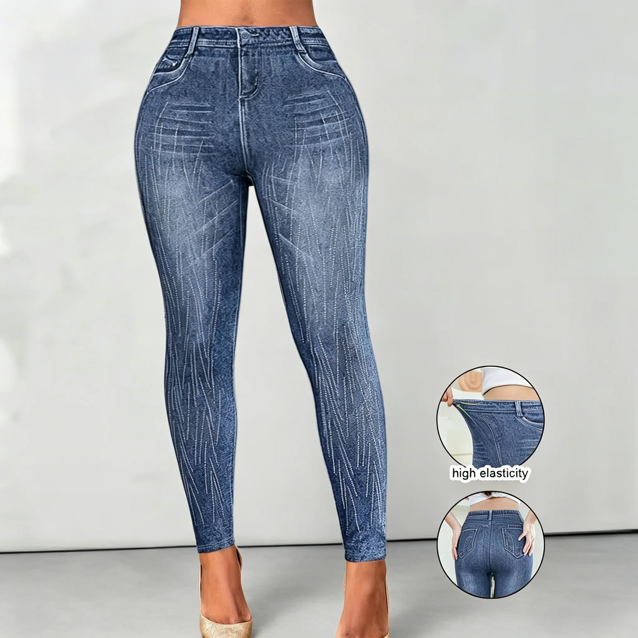 Spring Non-Denim Leggings for Women High Waisted Hip Lifting Pants Quick Drying Casual Running Pants Elastic Soft Leisure Wear