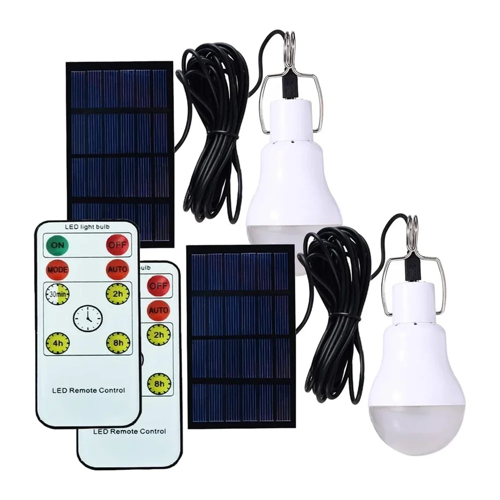 

1pc Solar Powered Lamp Remote Control, Portable Led Bulb Lights Solar Energy Panel Light for Camp Night Fishing Emergency Lights