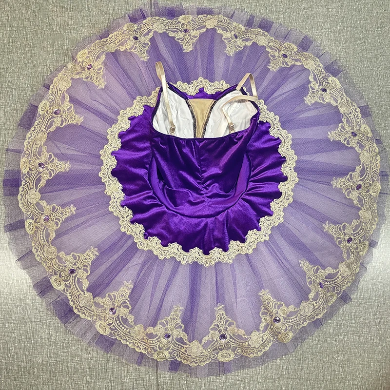 Akeylia violet foncé tutu de ballet professionnel femmes spectacle de danse de groupe crêpe tutu classique violet royal adulte BLST20116