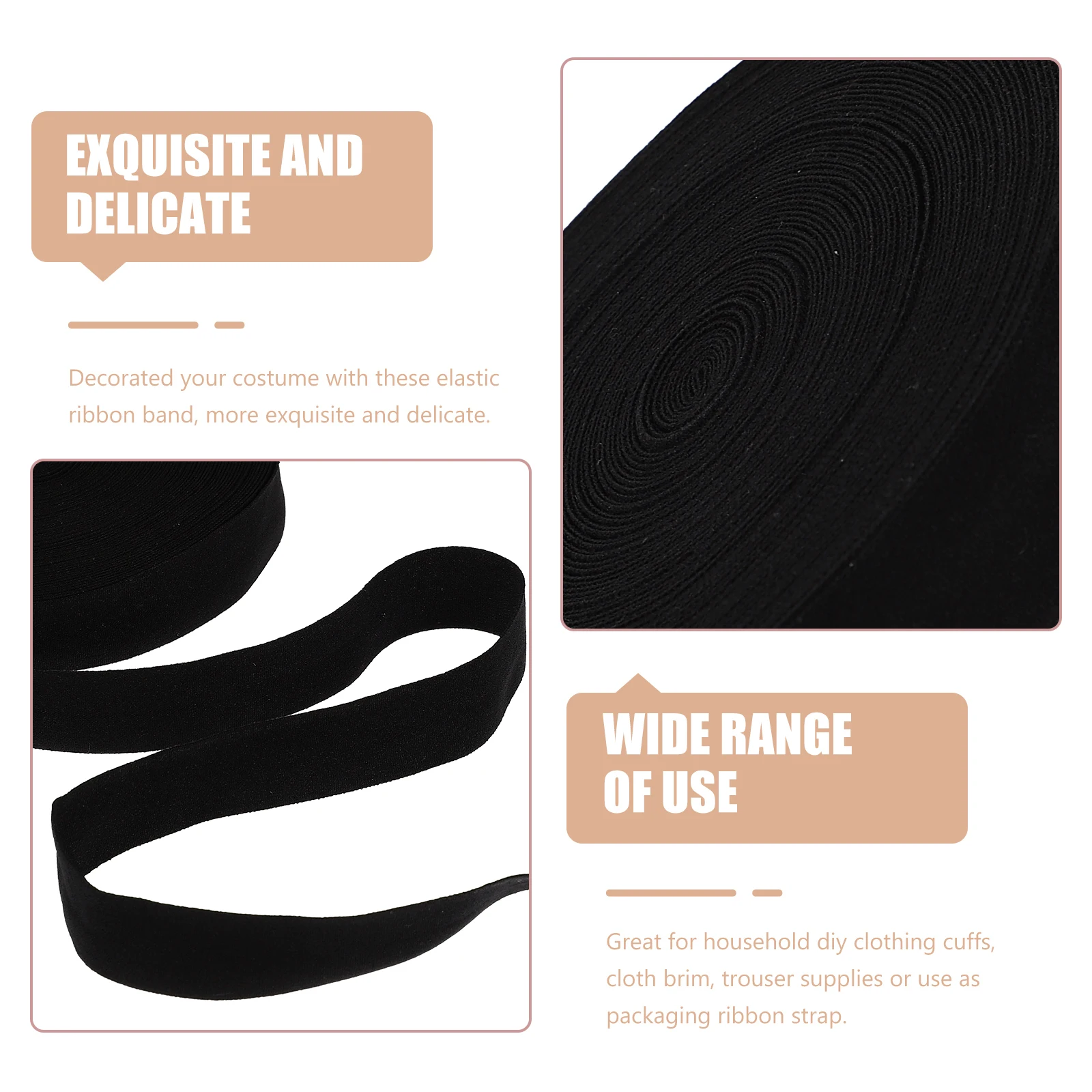 

Elastic Band 2 Rolls Sewing Accessories Strong Elasticity Durable Toughness Safe Nylon Material Free Cut Length DIY Cuffs
