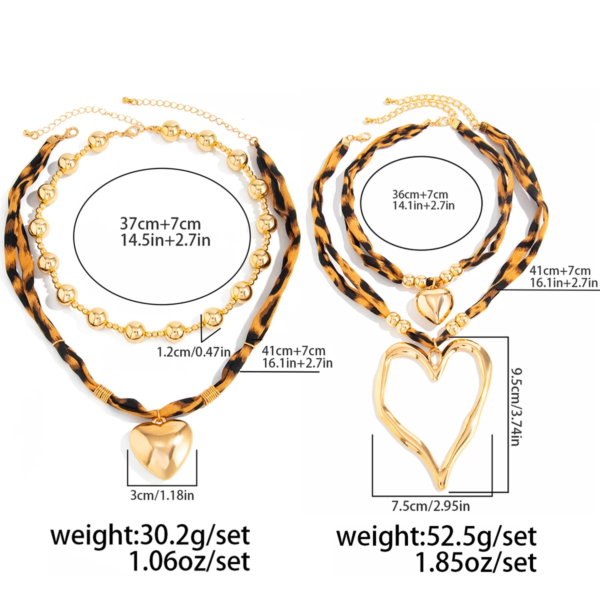 Salircon 2 أنماط العصرية ليوبارد طباعة سلسلة كبيرة القلب قلادة قلادة المرأة الشرير CCB مطرز المختنق ارتداء اليومي مجوهرات هدايا