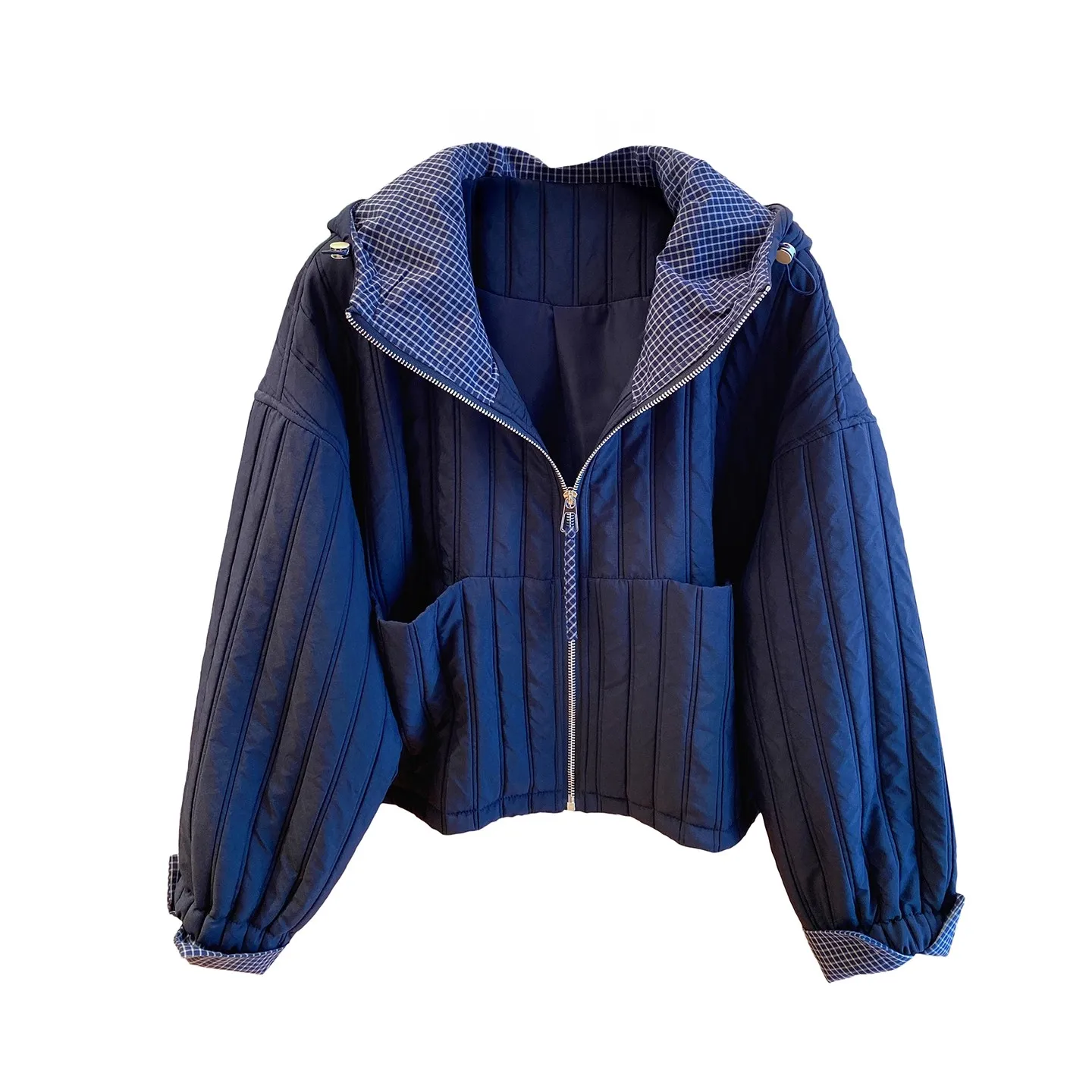 Femmes coton rembourré manteaux automne hiver léger décontracté ample col rond matelassé veste d'extérieur femme surdimensionné pardessus