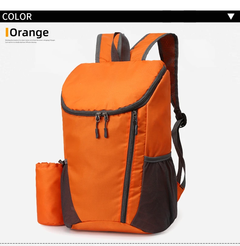 23L Tragbare Tag Pack Faltbare Rucksack Klapp Bergsteigen Tasche Ultraleicht Outdoor Radfahren Rucksack Reise Knapsack Wandern Handgepäck Tragbar Sport Laptop speicher Hautbeutel Wasserabweisend – Detail 19