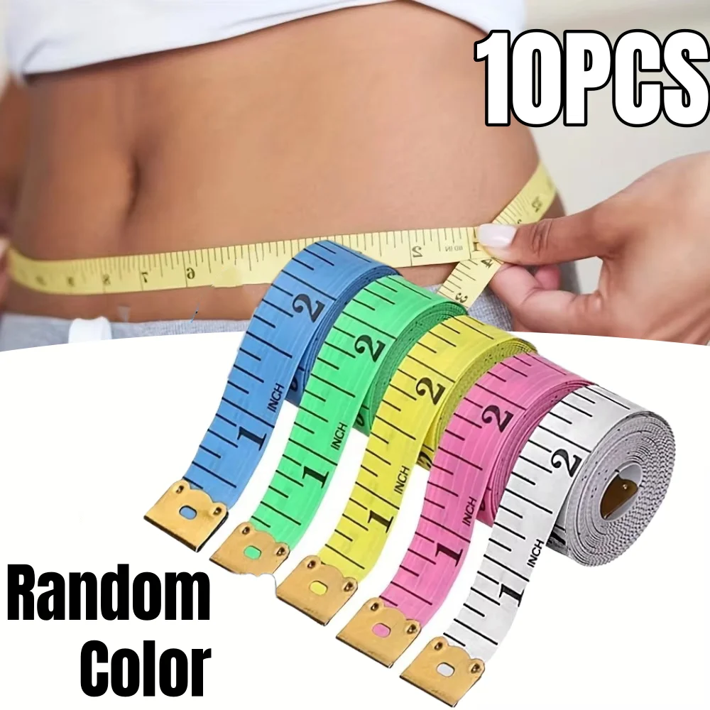 Cinta métrica suave para coser, regla de medida corporal de 60 pulgadas/150cm con extremo de Metal, cinta precisa en colores surtidos, 5 unidades