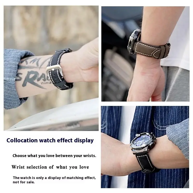 Correa de reloj de piel de vaca esmerilada Retro para Casio G-SHOCK GM-110 GA-110/100, pulsera de cañón de acero pequeño GM-110 modificada