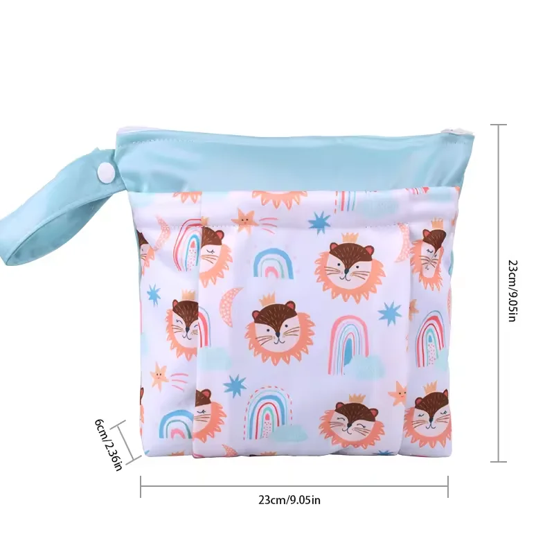 Fashion Print Handbag Baby Multifunctional Waterproof Diaper Bag Women Makeup Pouch Two Zipper Pocket Wet Dry Storage Bag