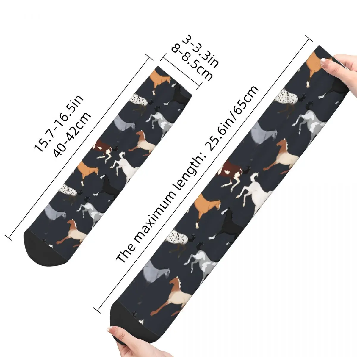 Funny Compression Sock for Men All The Pretty Horses Hip Hop Harajuku Red Dead Redemption Seamless Pattern Printed Crew Sock