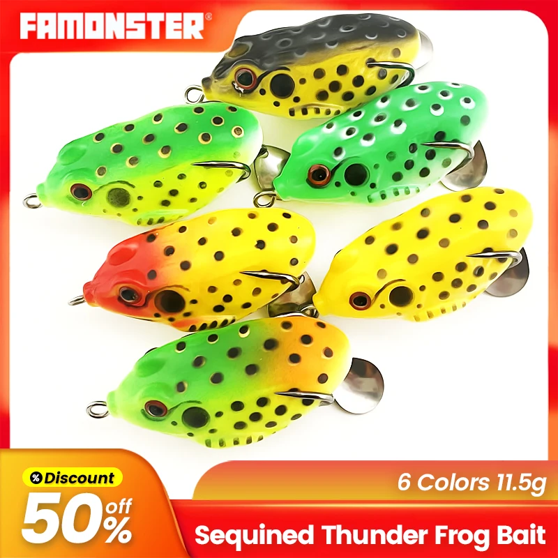 

FAMONSTER Soft Bait Sequin Thunderfrog Fishing Lures Silicone Wobblers Swimbait Shad Spinner Jig Artificial Tackle Carp Bass