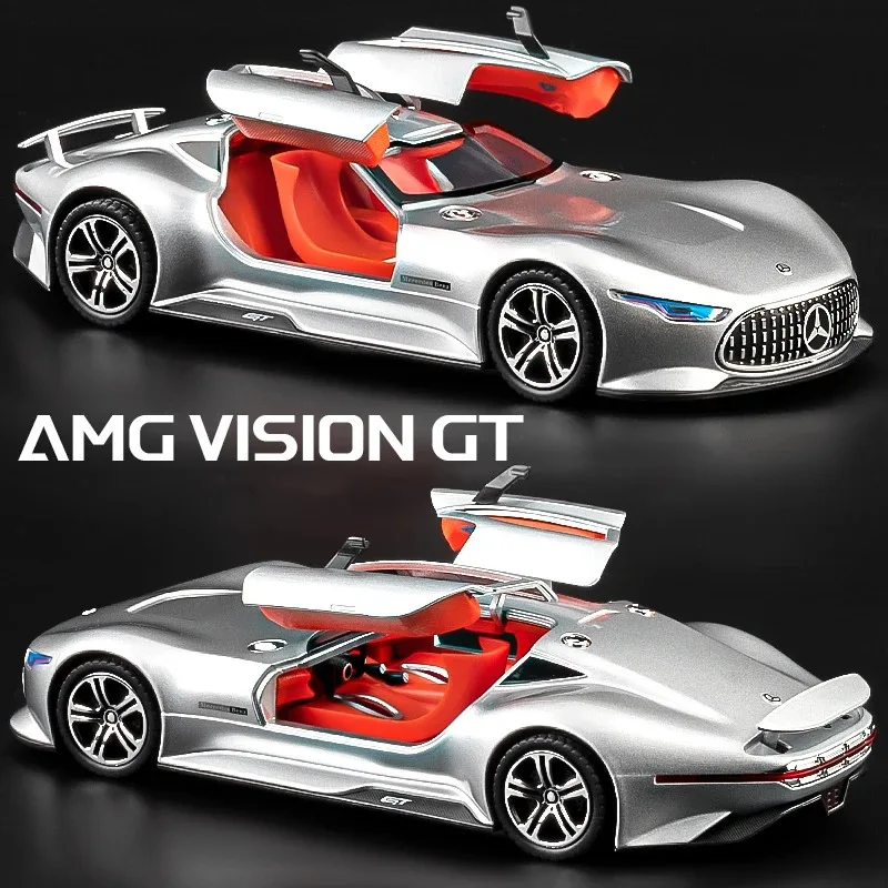 

1:24 Benzs AMG Vision GT Supercar Alloy Car Model Sound and Light Pull Back Children's Toy Collectibles Birthday gift