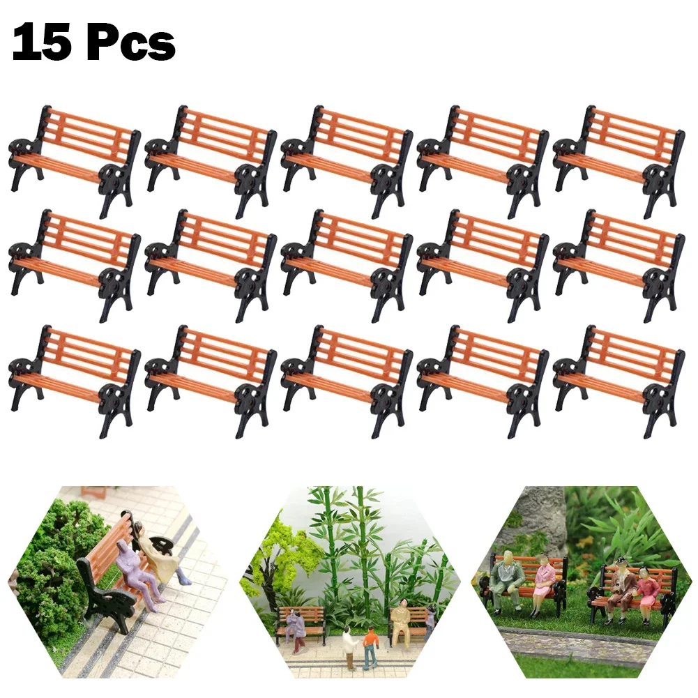 

15Pcs Model Train Doll House Miniature Bench Scale Settee Park Layout Sand Table Model Kids Toys Scene Decoration Ornament