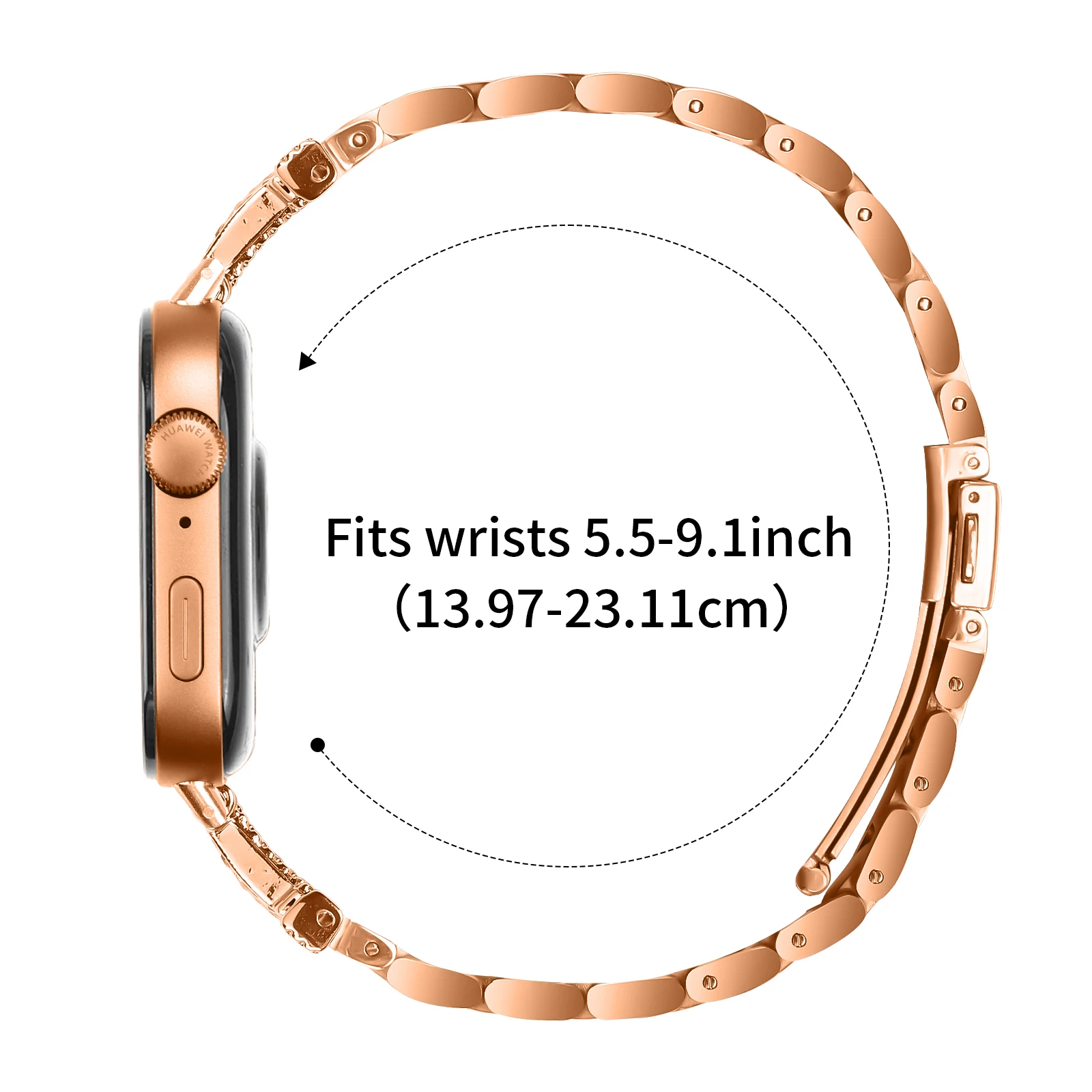 Watchband Compatible with Huawei Watch Fit 3 Diamond Leeter "M" Bracelet for Huawei Fit 3 Stainless Steel Bracelet