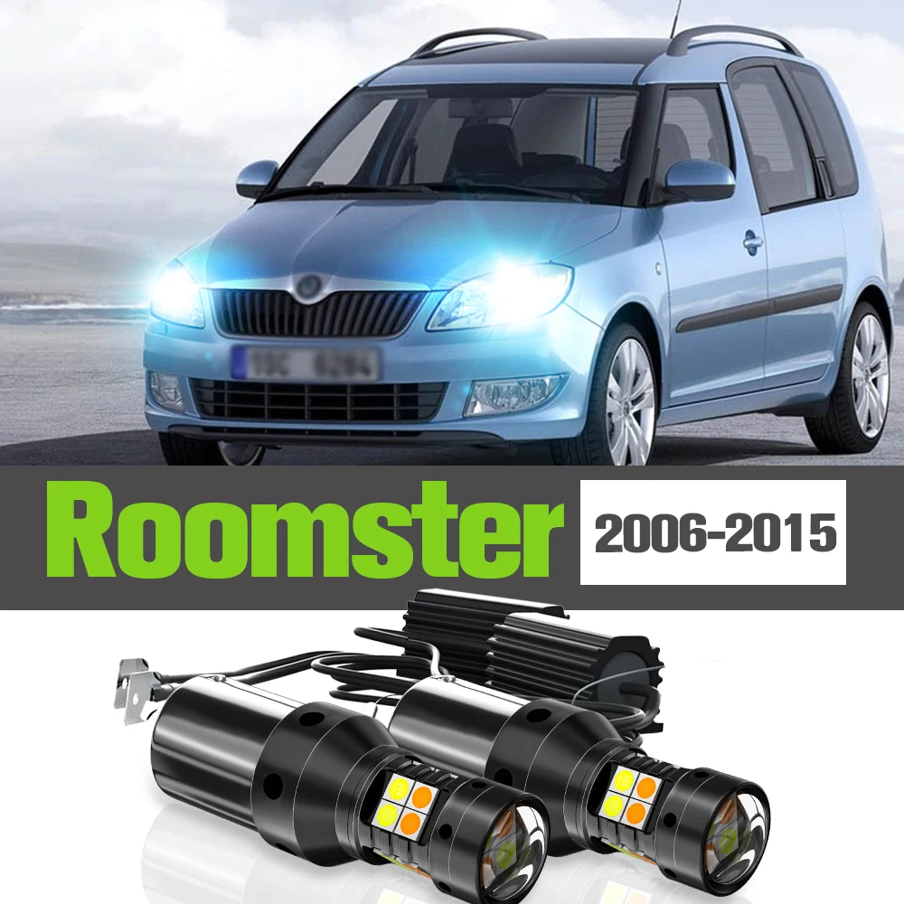 

2x LED Dual Mode Turn Signal+Daytime Running Light DRL Accessories Lamp For Skoda Roomster 2006-2015 2007 2010 2011 2012 2013