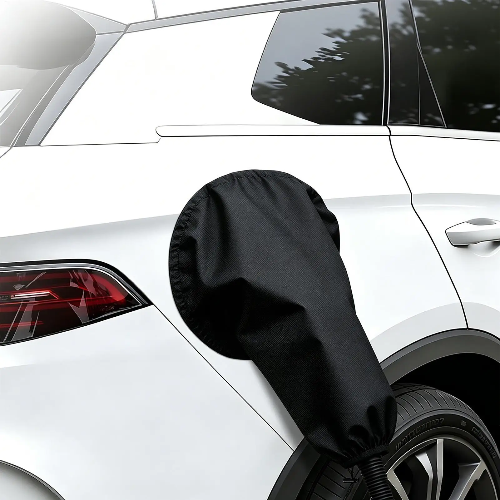 

EV Charging Port Cover Strong Magnetic PVC Adjustable Electric Car Charger Plug Protection Cover For Road Trip Outing Travel