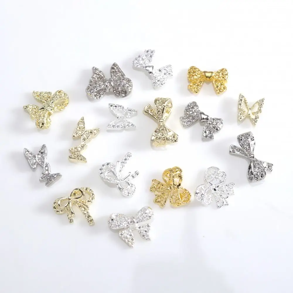 Design de arco de diamante para decoração de unhas, feito de polímero, tridimensional, brilhante, fácil de usar, 10pcs