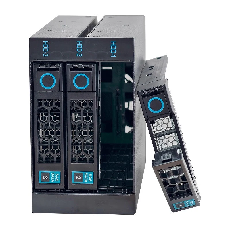 3-Bay Hot-Swappable Hard Drive Tray Module, 3.5-inch SATA SSD/HDD Rack, Plug-and-Play SATA/8643 Backplane, Hard Drive Enclosure