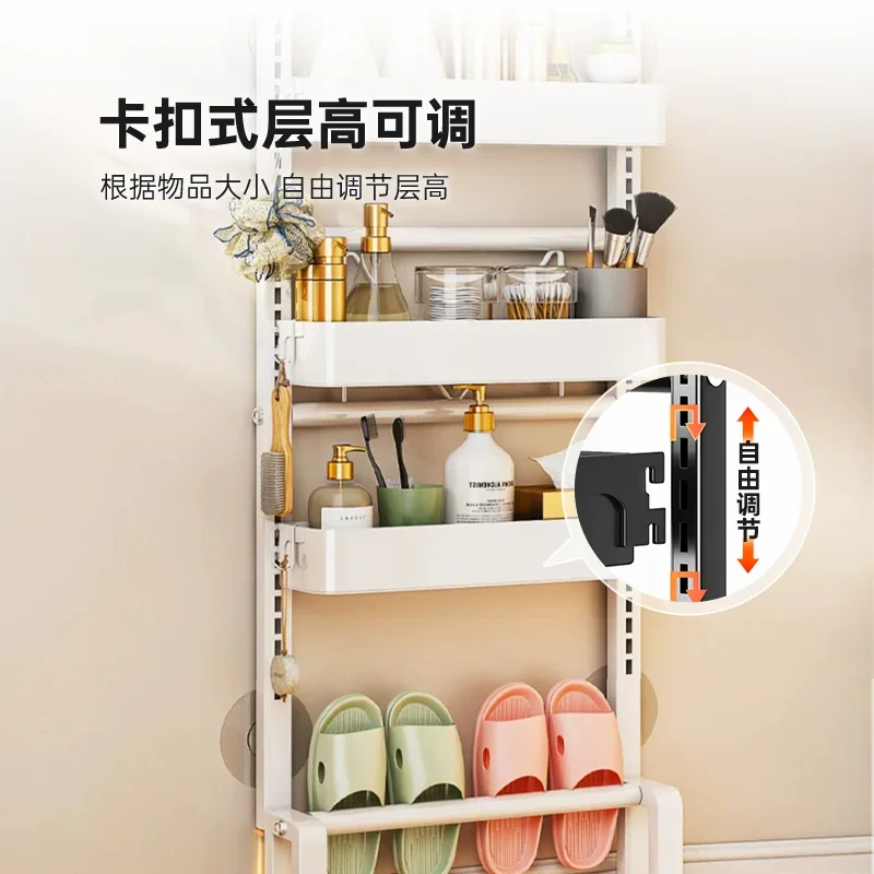 Bathroom door rear shelf storage rack floor-to-ceiling multi-layer non-punching kitchen bathroom home
