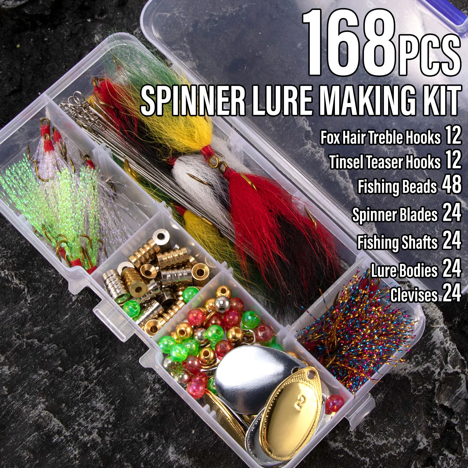 Fishing Lure Making Kit - 168 adet/kutu Inline Spinner Yapım Kiti,