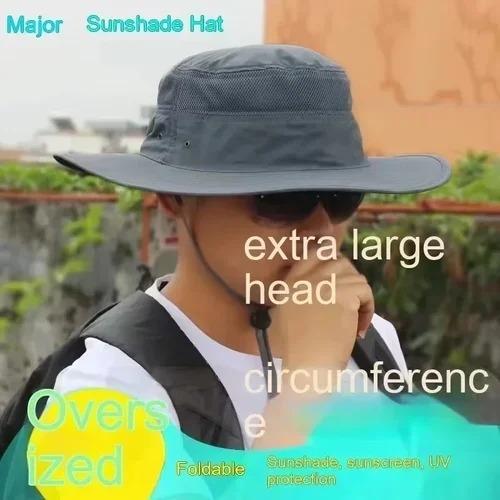 Imagen 2 del producto Sombrero panamá para hombre, sombrero de ala grande con forma de cubo, sombrero de pesca para escalar al aire libre a la moda, gorra transpirable de malla con protección solar para verano