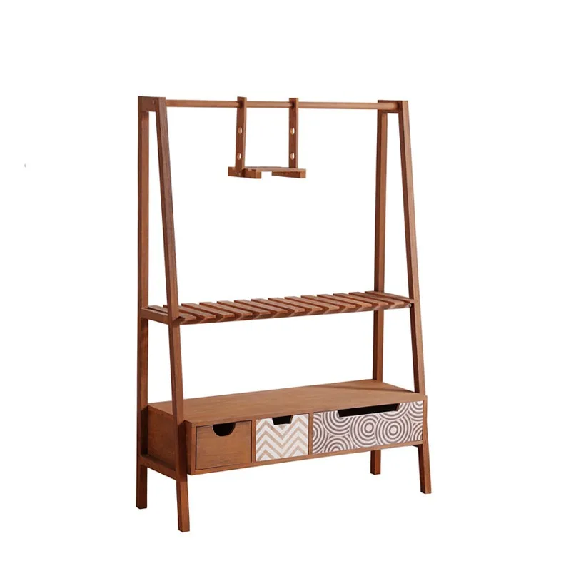 Home Solid wood living room flower stand Balcony dill plant stand Indoor anti-corrosion hanging basket Succulent flower stand Tr