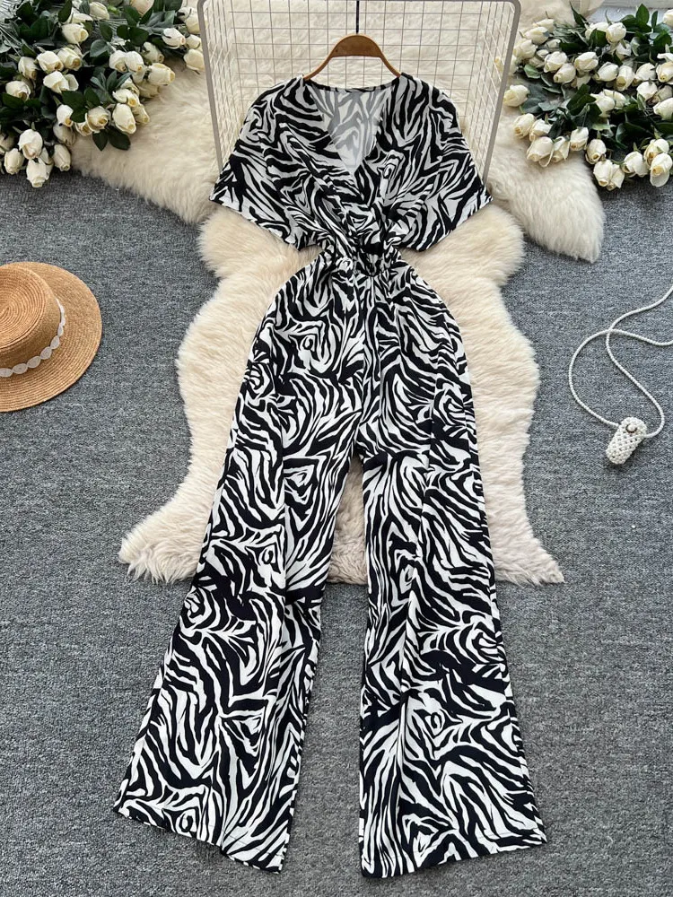 

High Waist Leopard Print Split Pants V Ne Slimming Casual Holiday Sle Women's Faion Commute Straight Leg Long...