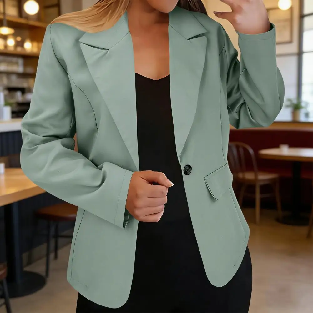 Baggy Suit Coat fasjion Women Suit Coat Lapel Long Sleeve Single Button Suit Jacket Flap Pockets Office Business Outerwear 80%