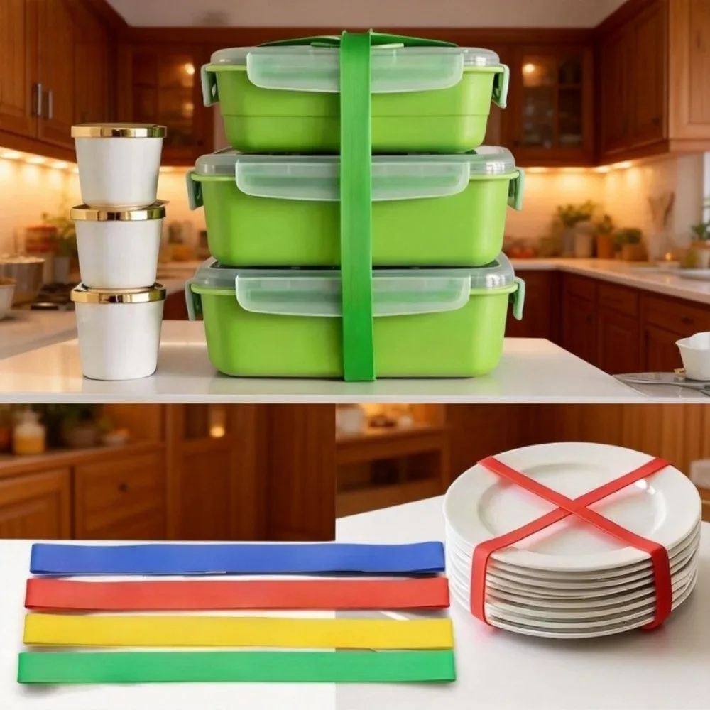 4 pcs Windproof Beach Towel Clips Colorful Multi-functional Stretchable Bands Break-Resistant Silicone Elastic Bands Outdoor